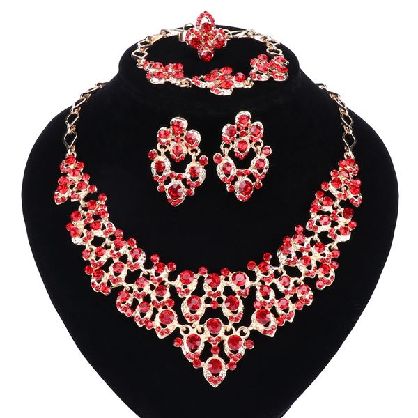 exquisite dubai gold colors crystal embedded scarf pattern necklace bracelet earring ring african beads jewelry set, Black
exquisite dubai gold colors crystal embedded scarf pattern necklace bracelet earring ring african beads jewelry set, Black