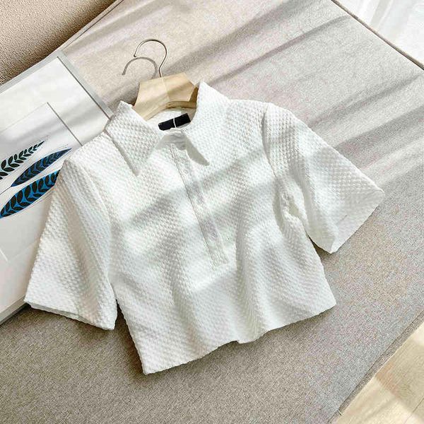 women's blouses & shirts women polo shirt casual embossed texture turn-down collar short sleeve streetwear female elegant soli, White
women's blouses & shirts women polo shirt casual embossed texture turn-down collar short sleeve streetwear female elegant soli, White