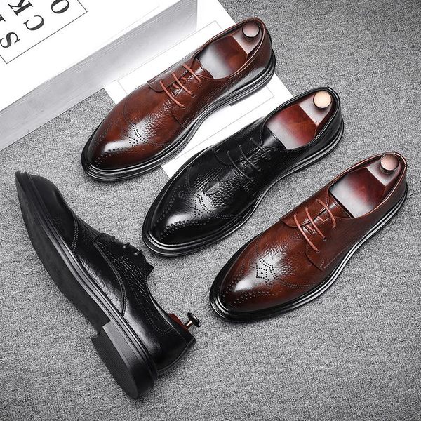 dress shoes yomior vintage men casual business formal leather british wedding loafers pointed toe brogue oxfords, Black
dress shoes yomior vintage men casual business formal leather british wedding loafers pointed toe brogue oxfords, Black