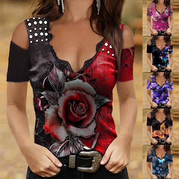 women's t-shirt plus size off shoulder summer tshirt women print casual short sleeve v-neck fashion street tee, White
women's t-shirt plus size off shoulder summer tshirt women print casual short sleeve v-neck fashion street tee, White