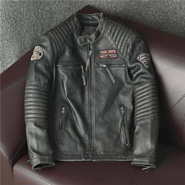 men's leather & faux mens genuine man vintage motorcycle jacket cowhide real animal male ox toro, Black
men's leather & faux mens genuine man vintage motorcycle jacket cowhide real animal male ox toro, Black