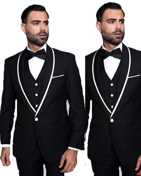 men's suits & blazers 3 pieces black men white lapel customized wedding tuxedo handsome slim fit fashion party coat+pant+vest, White;black
men's suits & blazers 3 pieces black men white lapel customized wedding tuxedo handsome slim fit fashion party coat+pant+vest, White;black