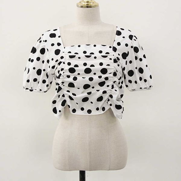 perhaps u women summer chiffon cute polka dot shirring square neck puff sleeve shirt b3077 210529, White
perhaps u women summer chiffon cute polka dot shirring square neck puff sleeve shirt b3077 210529, White