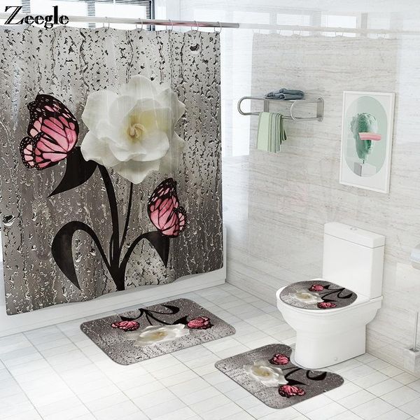 bath mats 4pcs/set floral bathroom rug set with waterproof shower curtain mat u-shaped toilet and anti-slip foot
bath mats 4pcs/set floral bathroom rug set with waterproof shower curtain mat u-shaped toilet and anti-slip foot