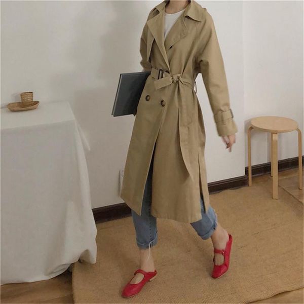 women's trench coats classic khaki double breasted long coat women 2021 oversized loose female windbreaker with belt lining outerwear, Tan;black
women's trench coats classic khaki double breasted long coat women 2021 oversized loose female windbreaker with belt lining outerwear, Tan;black
