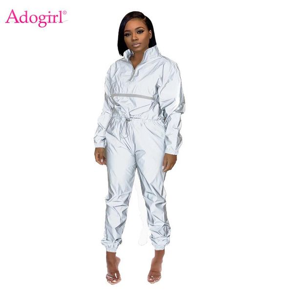 two piece dress adogirl women fashion reflective set tracksuit long sleeve sweatshirt pullover casual pants night vision suits, White
two piece dress adogirl women fashion reflective set tracksuit long sleeve sweatshirt pullover casual pants night vision suits, White