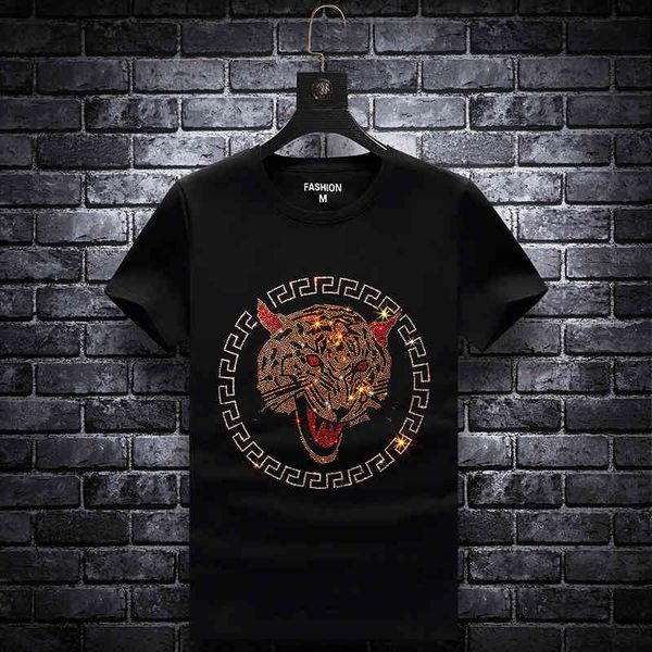 fashion t shirt 2021 summer men's short sleeve drilling wolf head social youth large size base shirt, White;black
fashion t shirt 2021 summer men's short sleeve drilling wolf head social youth large size base shirt, White;black