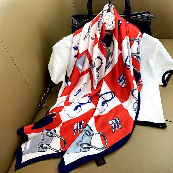 scarves 90cm chain pendant print square scarf 2021 fashion women silk wraps foulard hijab shawl sjaal, Blue;gray
scarves 90cm chain pendant print square scarf 2021 fashion women silk wraps foulard hijab shawl sjaal, Blue;gray