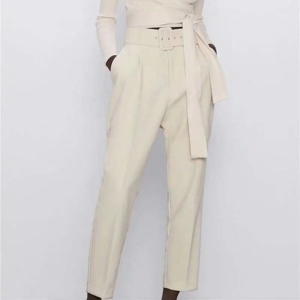women's pants & capris spring summer ol femal 2021 nine point fashion mid waist with belt solid all match daily wear, Black;white
women's pants & capris spring summer ol femal 2021 nine point fashion mid waist with belt solid all match daily wear, Black;white
