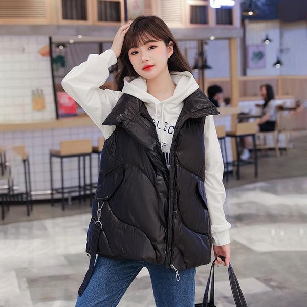 women's vests stand collar windproof women waistcoat thick warm loose sleeveless female parkas cotton jacket solid color ladies vest ou, Black;white
women's vests stand collar windproof women waistcoat thick warm loose sleeveless female parkas cotton jacket solid color ladies vest ou, Black;white