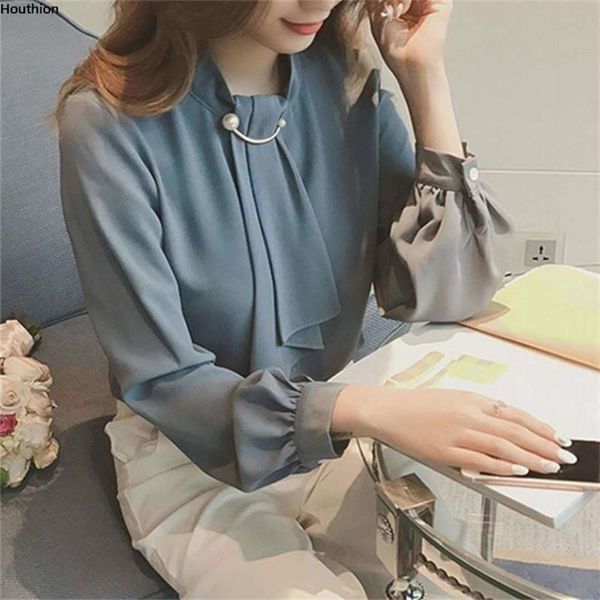 women's blouses & shirts fashion summer solid color comfortable stand-up collar long sleeve korean blouse houthion, White
women's blouses & shirts fashion summer solid color comfortable stand-up collar long sleeve korean blouse houthion, White