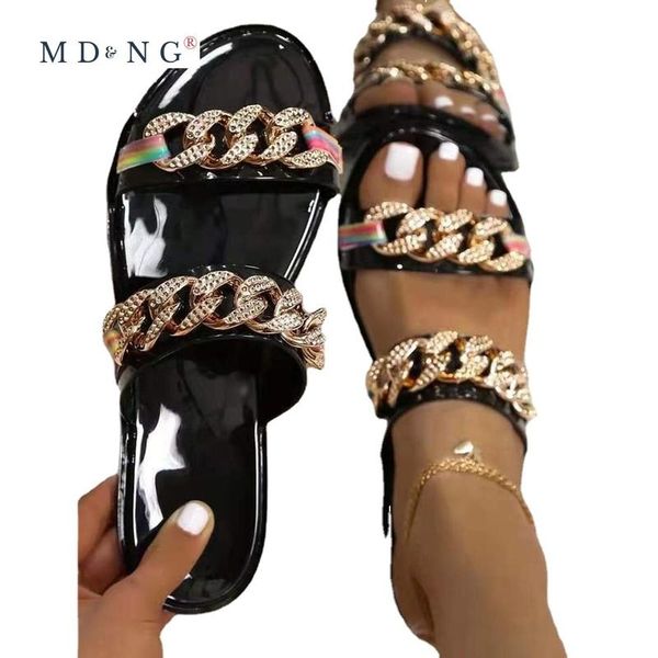 sandals mdng 2021 summer for flat heel mules shoes with chain women beach fashion slipper, Black
sandals mdng 2021 summer for flat heel mules shoes with chain women beach fashion slipper, Black