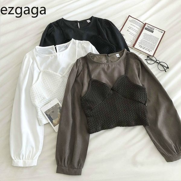 ezgaga french style woman shirts patchwork fake two vintage elegant crop o-neck long sleeve slim ladies shirts sweet 210317, White
ezgaga french style woman shirts patchwork fake two vintage elegant crop o-neck long sleeve slim ladies shirts sweet 210317, White