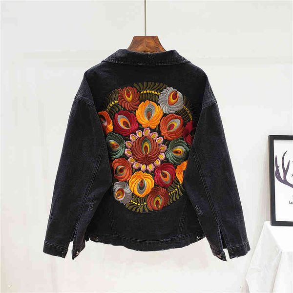 women's jackets oversized loose black blue jeans coat women heavy work embroidery flowers long sleeve short denim female outerwear, Black;brown
women's jackets oversized loose black blue jeans coat women heavy work embroidery flowers long sleeve short denim female outerwear, Black;brown