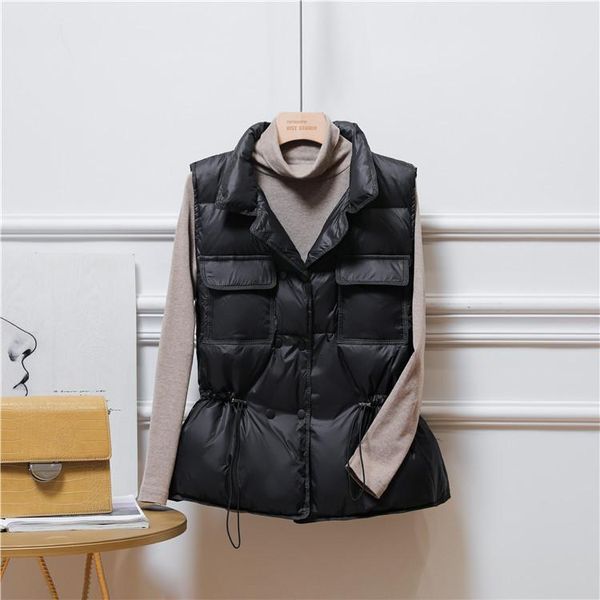 women's vests ultra light down vest women short windproof lightweight warm waistcoat female white duck coat sleeveless, Black;white
women's vests ultra light down vest women short windproof lightweight warm waistcoat female white duck coat sleeveless, Black;white