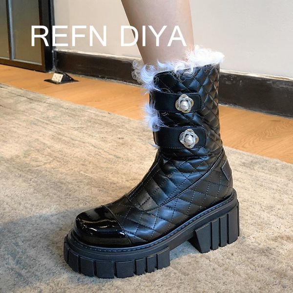 boots fur one-piece women's high-heeled increase thick-soled striped plaid high-heel winter ladies, Black
boots fur one-piece women's high-heeled increase thick-soled striped plaid high-heel winter ladies, Black