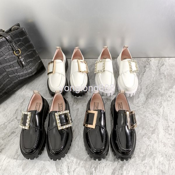 dress shoes square buckle leffer shoes, one foot on thick soled muffin british style round head and small leather, Black
dress shoes square buckle leffer shoes, one foot on thick soled muffin british style round head and small leather, Black