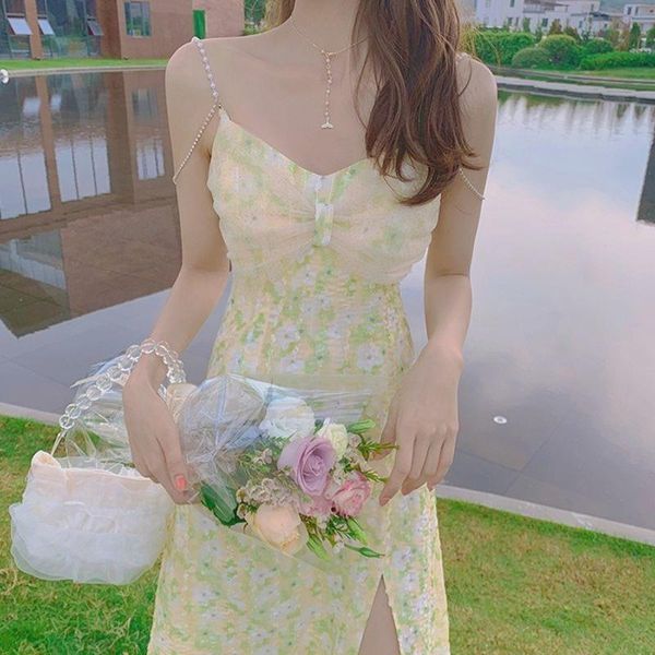 casual dresses elegant floral strap dress women yellow print evening party midi ladies vacation beach boho split summer 2021, Black;gray
casual dresses elegant floral strap dress women yellow print evening party midi ladies vacation beach boho split summer 2021, Black;gray