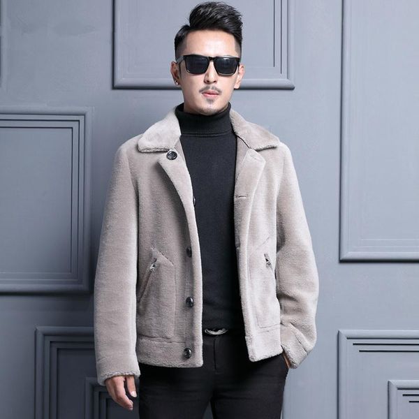 men's leather & faux fur coat winter sheep shearling real wool short jacket men overcoat korean erkek mont lm-182088 yy273, Black
men's leather & faux fur coat winter sheep shearling real wool short jacket men overcoat korean erkek mont lm-182088 yy273, Black