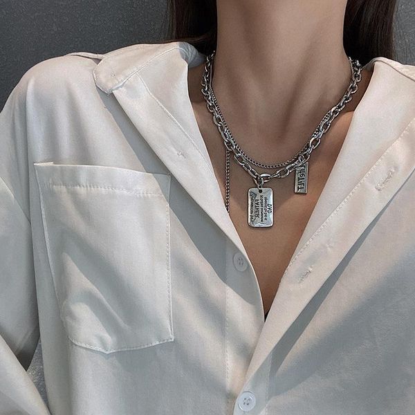 chains letter double necklace clavicle chain retro temperament hip-hop style ins tide sweater stainless steel jewelry girl gift, Silver
chains letter double necklace clavicle chain retro temperament hip-hop style ins tide sweater stainless steel jewelry girl gift, Silver