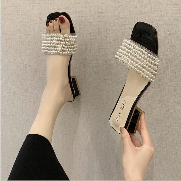 summer slides women mules sandals high heels slippers square heel beach flip flop zapatillas mujer casa, Black
summer slides women mules sandals high heels slippers square heel beach flip flop zapatillas mujer casa, Black