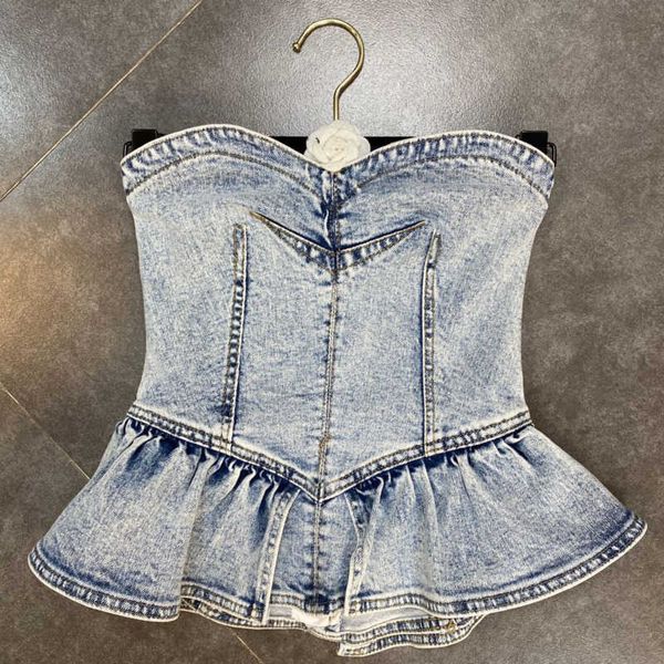 fabpop summer fashion design sleeveless v neck strapless ruffles slim denim tank women gb389 210709, White
fabpop summer fashion design sleeveless v neck strapless ruffles slim denim tank women gb389 210709, White