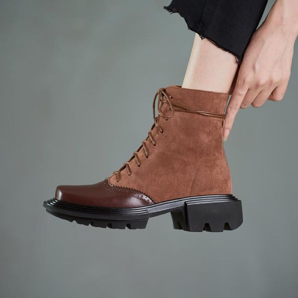 boots female 2021 spring genuine leather women shoes suede booties british lace retro trend naked, Black
boots female 2021 spring genuine leather women shoes suede booties british lace retro trend naked, Black