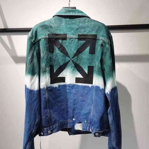 off the same denim ow jacket tie dye gradient loose street trendsetter net red star, Black
off the same denim ow jacket tie dye gradient loose street trendsetter net red star, Black