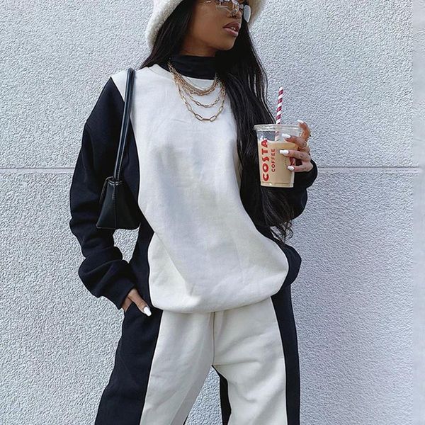 women's two piece pants casual black and white stitching sweater two-piece winter fashion round neck pullover suit street women
women's two piece pants casual black and white stitching sweater two-piece winter fashion round neck pullover suit street women