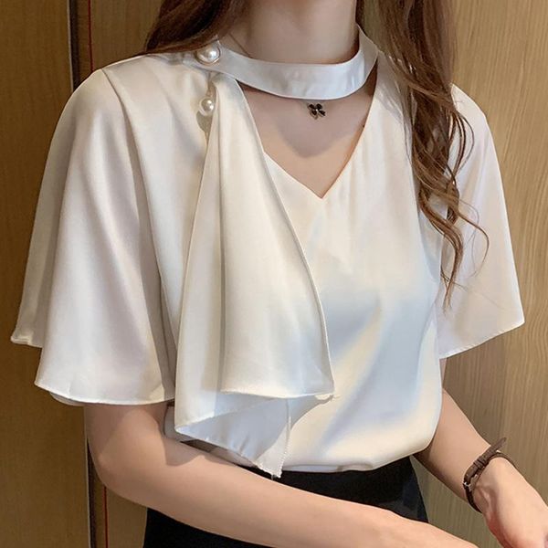 women's blouses & shirts blusas mujer de moda 2021 blouse women v-neck chiffon white shirt short sleeve d316
women's blouses & shirts blusas mujer de moda 2021 blouse women v-neck chiffon white shirt short sleeve d316