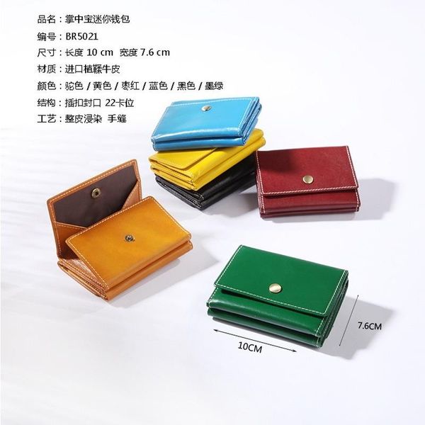 wallets 2021 original handmade leather wallet, women's short zero wallet., Red;black