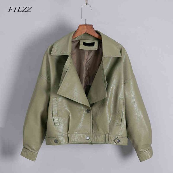 women vintage faux leather jacket loose coat single breasted motorcycle jackets female short outwear 210423, Black
women vintage faux leather jacket loose coat single breasted motorcycle jackets female short outwear 210423, Black