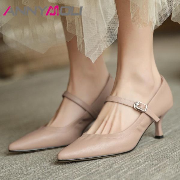 dress shoes annymoli high heel pumps women natural genuine leather mary janes pointed toe thin heels buckle lady footwear, Black
dress shoes annymoli high heel pumps women natural genuine leather mary janes pointed toe thin heels buckle lady footwear, Black