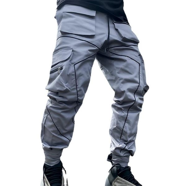 men's pants casual european american fashion loose straight leg overalls multi pocket beam mouth feet reflective sports trousers, Black
men's pants casual european american fashion loose straight leg overalls multi pocket beam mouth feet reflective sports trousers, Black