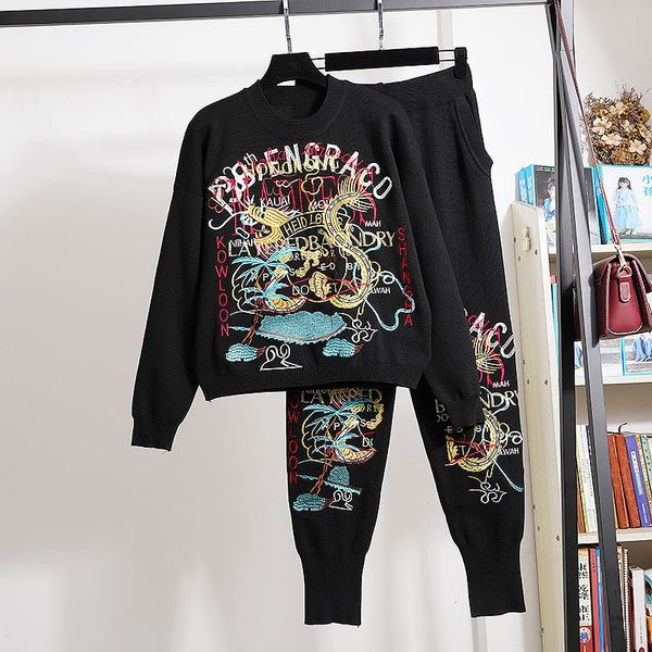 pant black tracksuits knitted set women letter cartoons embroidery pullover sweater long pants outfits female loose casual knit suit, White
pant black tracksuits knitted set women letter cartoons embroidery pullover sweater long pants outfits female loose casual knit suit, White