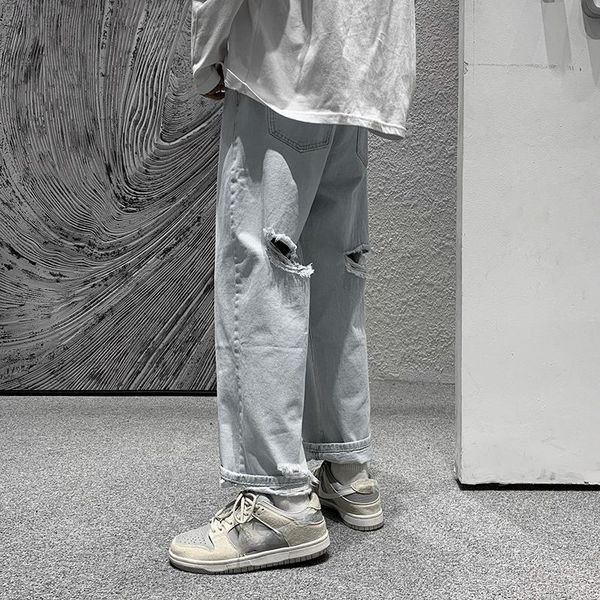 men's jeans mens fashion loose straight casual wide leg pants cowboy korean streetwear hip hop 2 colors ankle-length, Blue
men's jeans mens fashion loose straight casual wide leg pants cowboy korean streetwear hip hop 2 colors ankle-length, Blue