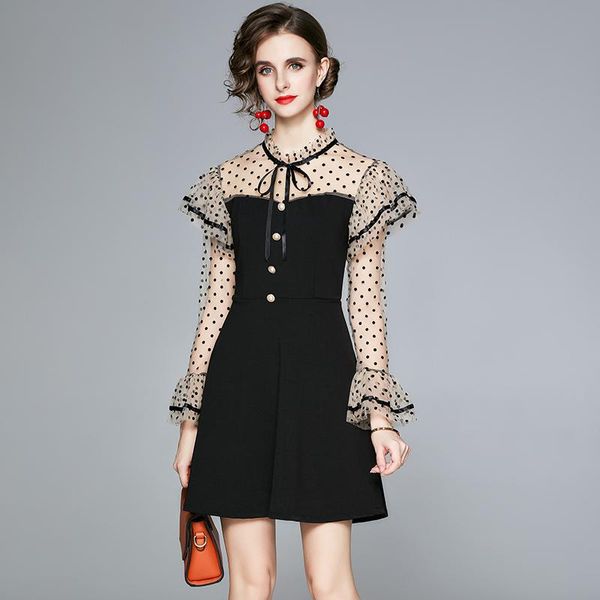 casual dresses 2021 spring designer women runway dress mesh patchwork transparent ruffle cocktail robe femme mini party vestidos, Black;gray
casual dresses 2021 spring designer women runway dress mesh patchwork transparent ruffle cocktail robe femme mini party vestidos, Black;gray
