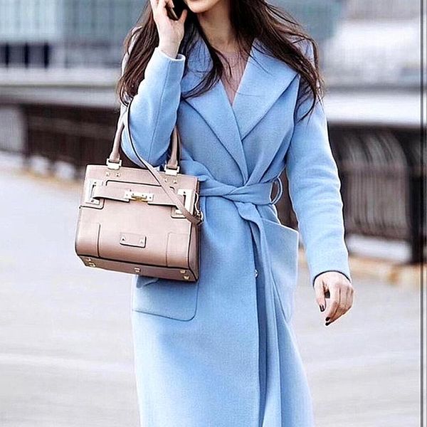 women's wool & blends european and american coats, lapels, straps, woolen coat, Black
women's wool & blends european and american coats, lapels, straps, woolen coat, Black