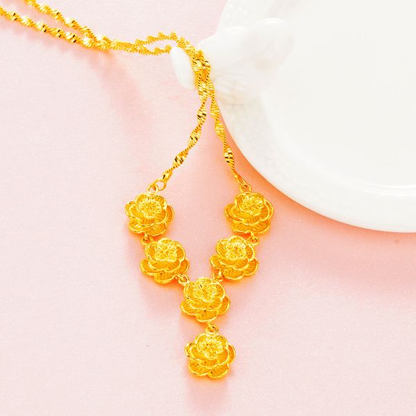 14k yellow gold plated rose flower necklace for women men luxury flower pendant clavicle chain wedding party anniversary gifts, Silver
14k yellow gold plated rose flower necklace for women men luxury flower pendant clavicle chain wedding party anniversary gifts, Silver