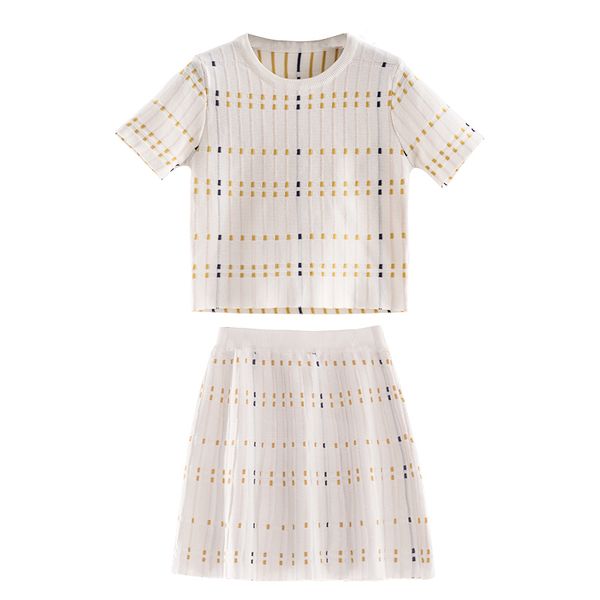 white black plaid short sleeve o neck elastic waist mini skirt two piece set summer women knitted t0128 210514
white black plaid short sleeve o neck elastic waist mini skirt two piece set summer women knitted t0128 210514