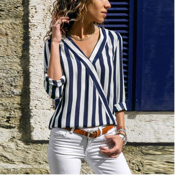 meihuida summer women striped v-neck blouse loose soft cotton long sleeve shirts women's blouses &, White
meihuida summer women striped v-neck blouse loose soft cotton long sleeve shirts women's blouses &, White