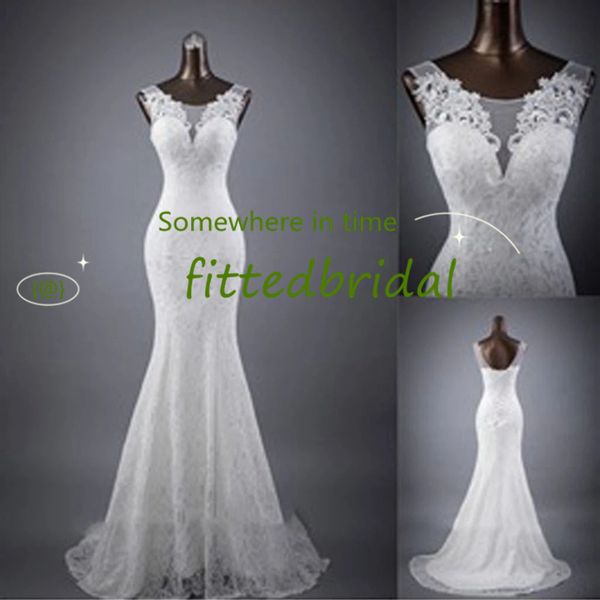 beautiful mermaid sleeveless tulle wedding dresses illusion neckline appliques elegnat bridal gowns custom made court train, White
beautiful mermaid sleeveless tulle wedding dresses illusion neckline appliques elegnat bridal gowns custom made court train, White