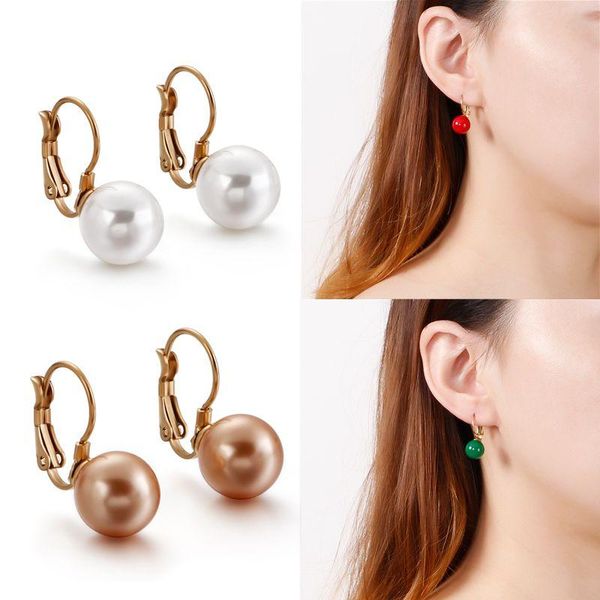 simple round pearl earrings rose gold color stainless steel drop for women red colors and white friends gift hoop & huggie, Golden;silver
simple round pearl earrings rose gold color stainless steel drop for women red colors and white friends gift hoop & huggie, Golden;silver