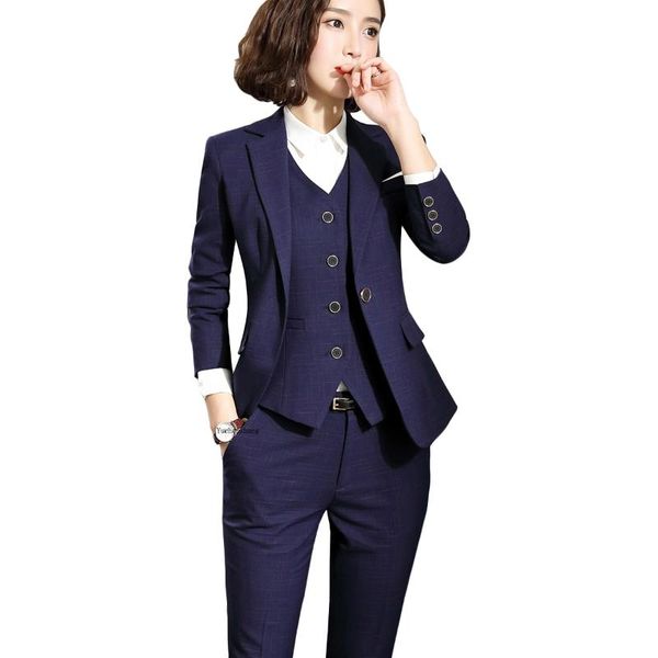 women's two piece pants women formal 3 set pant suit office ladies black blue business work wear plaid blazer vest and trousers, White
women's two piece pants women formal 3 set pant suit office ladies black blue business work wear plaid blazer vest and trousers, White