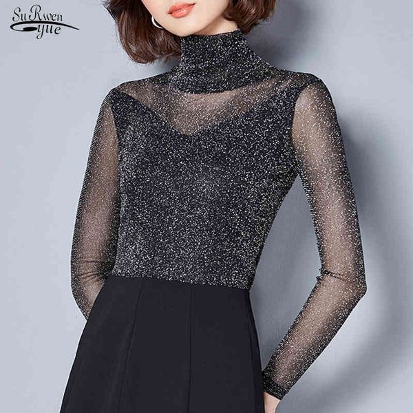 solid color long sleeve turtleneck blouse spring arrival women's lace shiny silk slim bottoming blusas 562c 210521, White
solid color long sleeve turtleneck blouse spring arrival women's lace shiny silk slim bottoming blusas 562c 210521, White