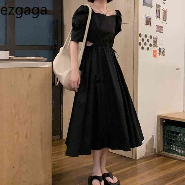 ezgaga hollow out midi dress women short sleeve square collar drawstring slim high waist elegant summer new korean vestidos 210430, Black;gray
ezgaga hollow out midi dress women short sleeve square collar drawstring slim high waist elegant summer new korean vestidos 210430, Black;gray