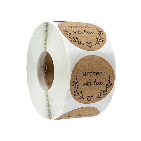 round kraft paper sealing sticker handmade with love seal romantic christmas olive branch label stickers gift wrap
round kraft paper sealing sticker handmade with love seal romantic christmas olive branch label stickers gift wrap