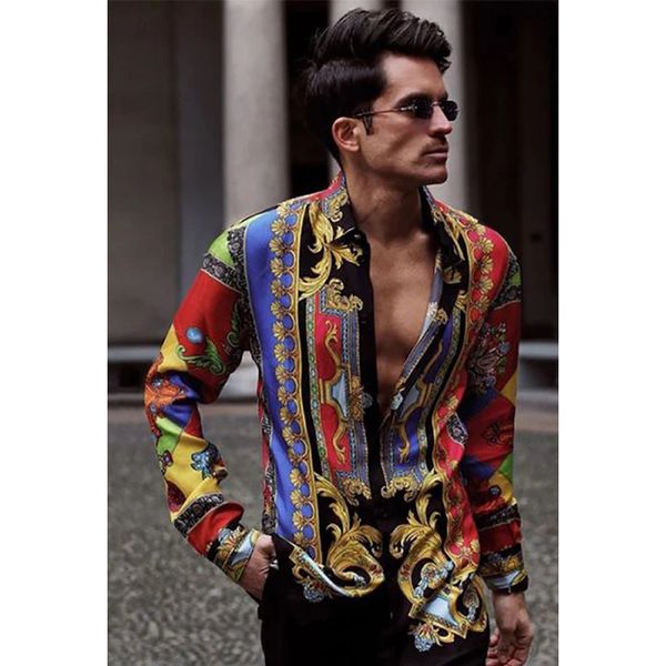 cross-border foreign trade european and american mens new printed long-sleeved shirt casual versatile vacation style top, White;black
cross-border foreign trade european and american mens new printed long-sleeved shirt casual versatile vacation style top, White;black