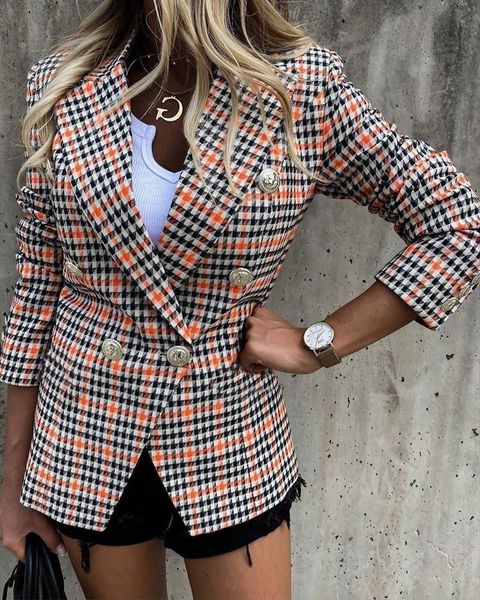 women's suits & blazers 2021 spring and autumn fashion plaid lapel double-breasted suit jacket high-quality temperament professional we, White;black
women's suits & blazers 2021 spring and autumn fashion plaid lapel double-breasted suit jacket high-quality temperament professional we, White;black