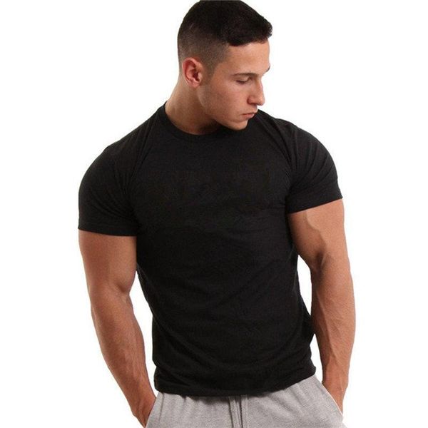men short sleeve black solid cotton t-shirt gyms fitness bodybuilding workout t shirts male summer casual slim tee clothing men's t-sh, White;black
men short sleeve black solid cotton t-shirt gyms fitness bodybuilding workout t shirts male summer casual slim tee clothing men's t-sh, White;black